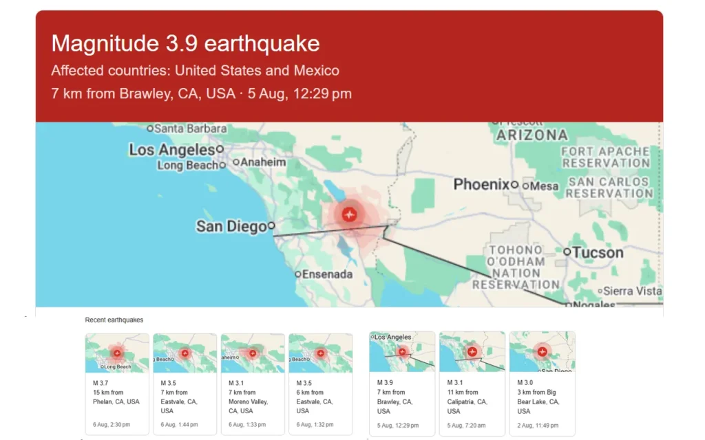 earthquake 5 minutes ago in california